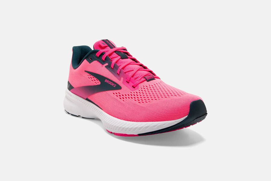 Brooks Launch 8 Road Running Shoes Womens Pink/Navy 473901-UDB